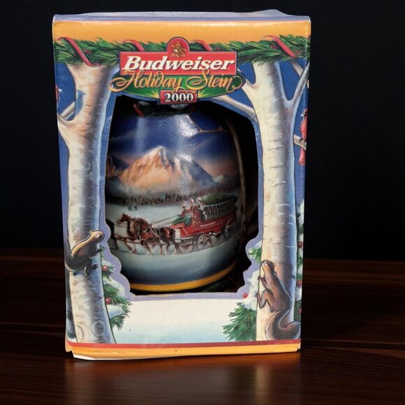 BUDWEISER 2000 Holiday STEIN Beer MUG "Holiday in the Mountains" in Box COA - Picture 1 of 13